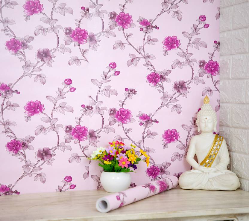 Flipkart SmartBuy 600 cm Wall Wallpaper Pink Flowers Design for Bedroom