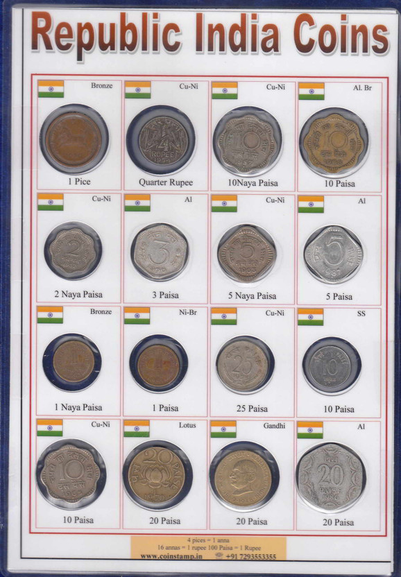 Coins & Stamps Republic India Coins 16 Different from 1950 Modern Coin Collection(16 Coins)