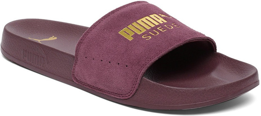 burgundy puma slides