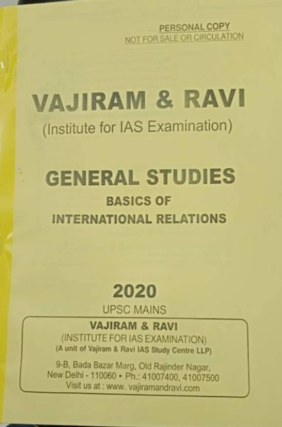 Vajiram Ravi Printed Notes 2020 Basics Of International