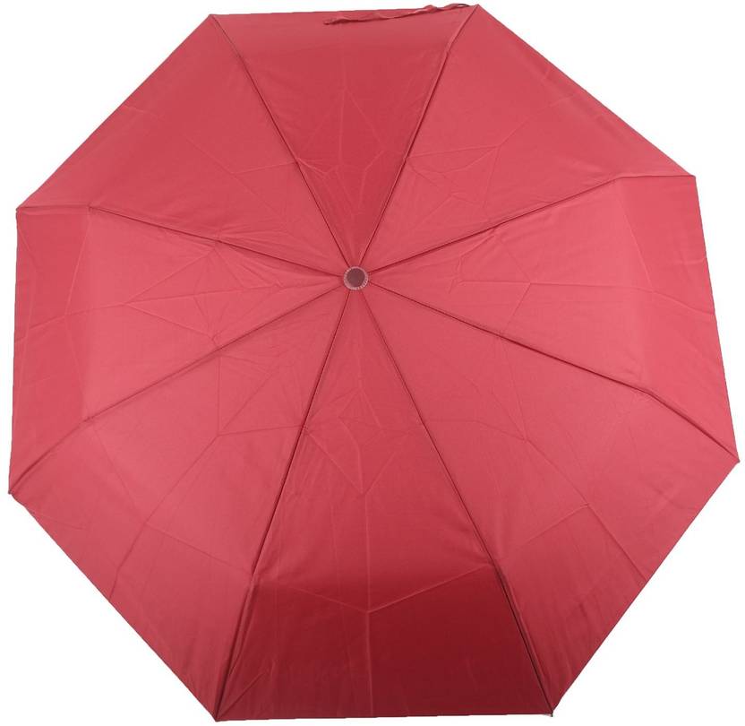 FabSeasons Solid / Plain 3 Fold Fully Automatic Umbrella for all Rains