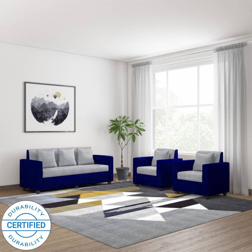 WESTIDO Covi Fabric 3 1 1 Blue Grey Sofa Set Price in 