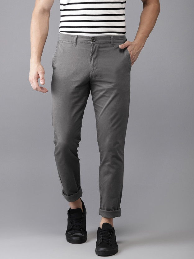 The Indian Garage Co. Slim Fit Men Grey Trousers