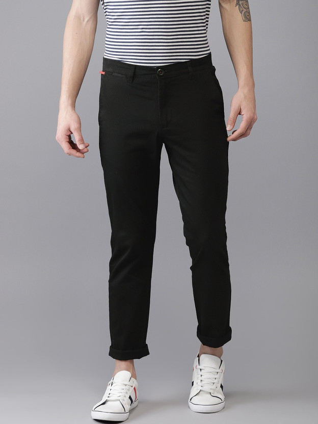 The Indian Garage Co. Slim Fit Men Black Trousers