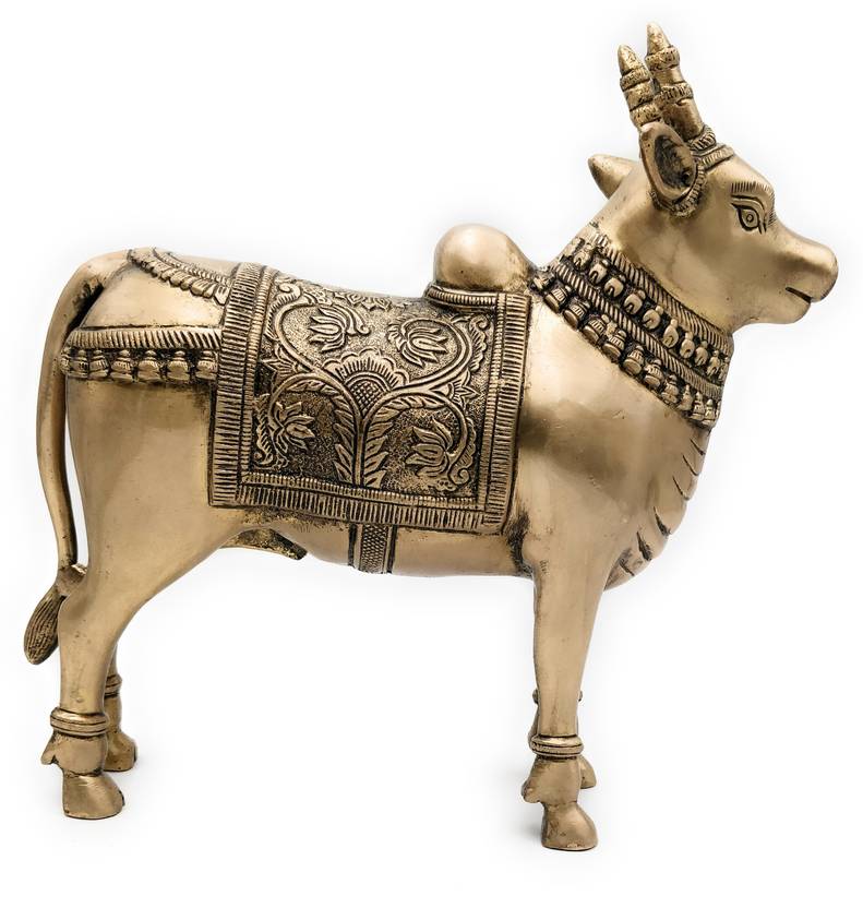 Bhunes Bhunes Sculptures Brass Animal Statues Decoratives Ox Nandi