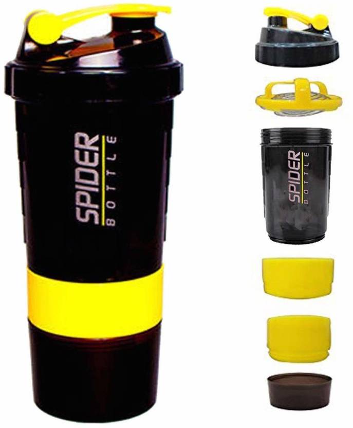 spider Protein Shaker Bottle with 2 Storage Extra Compart 500 ml Shaker