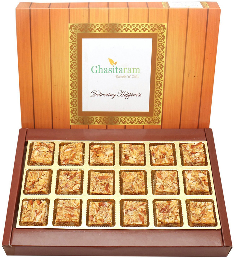 Ghasitaram Gifts Healthy-Roasted Almond Bites 18 pcs Box(360 g)