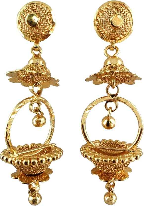 Buy Manohar Rold Gold Gold Plated Jhumka Earing Gold Design Mg1194 J Brass Jhumki Earring Online At Best Prices In India Flipkart Com