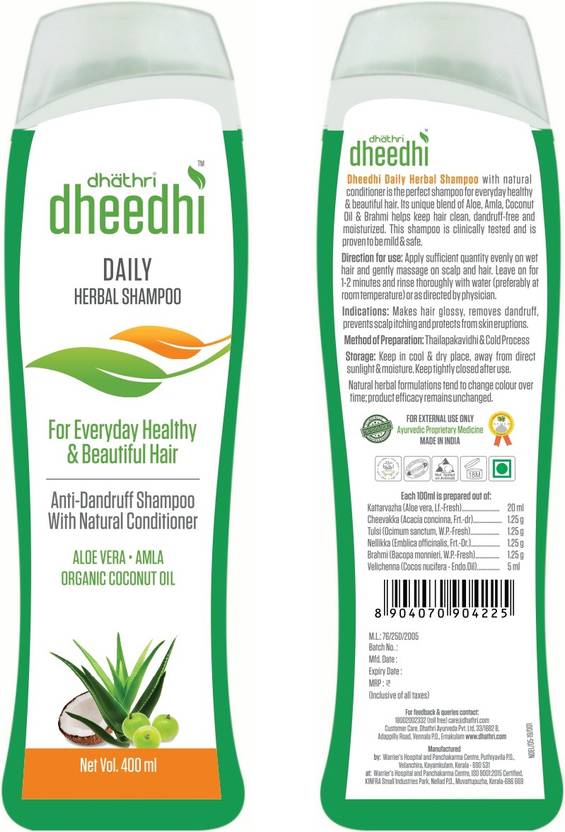 Dhathri Dheedhi Daily Herbal Shampoo 400 ml Price in India, Buy