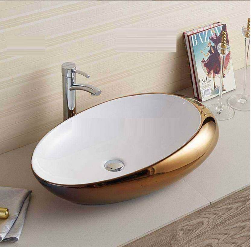 Ceramic Table Top Premium Oval Designer Wash Basin/Vessel Table Top