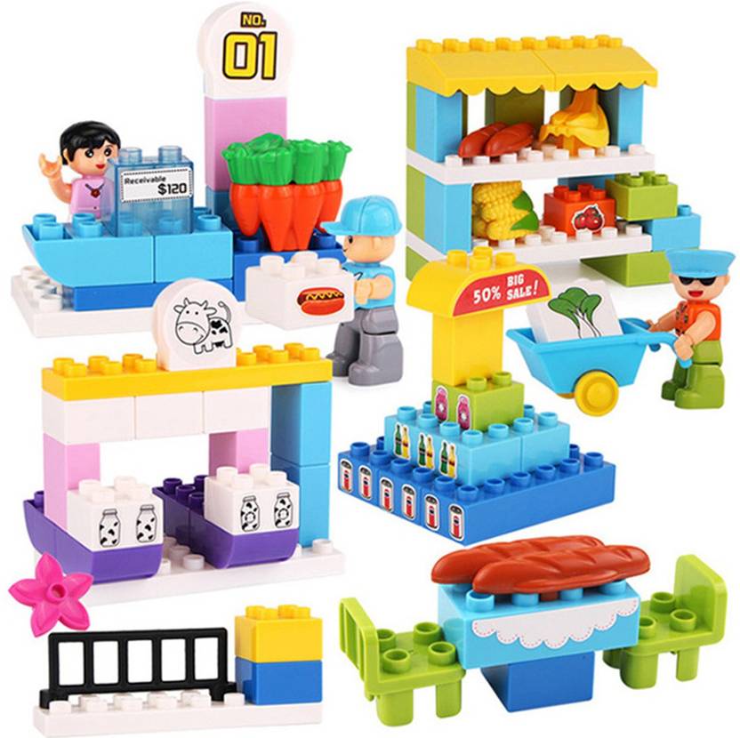 HPD My Supermarket Delivery 74 Pcs Blocks Set With Story Booklet And