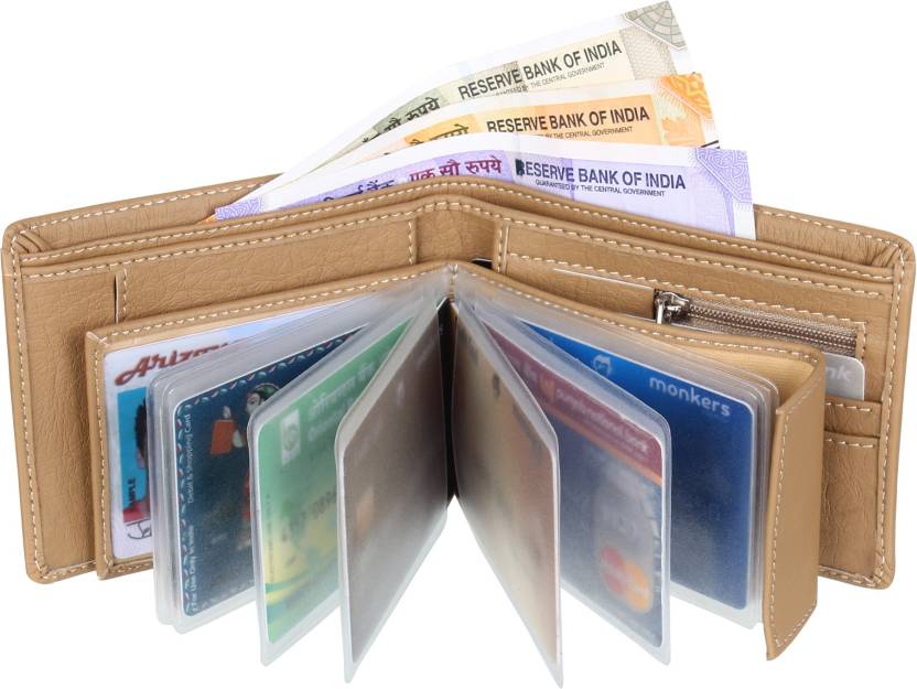 SAMTROH Men Casual Beige Artificial Leather Wallet – Regular Size  (8 Card Slots)