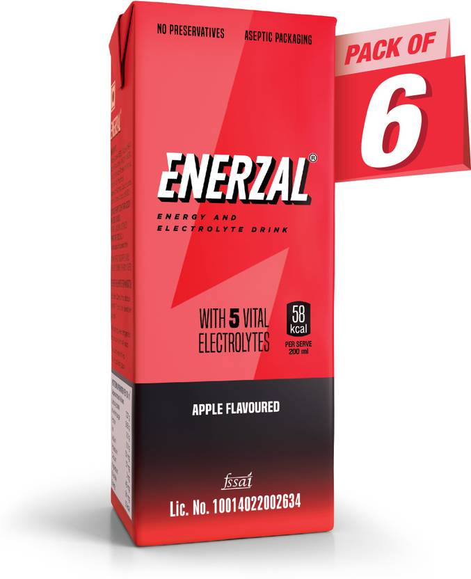 Enerzal Energy Drink Apple Flavour Liquid. 200ml (Pack of 6) Energy