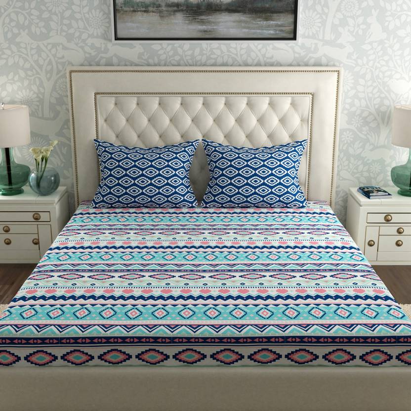 CORE Designed by SPACES 144 TC Cotton Double Abstract Bedsheet Buy