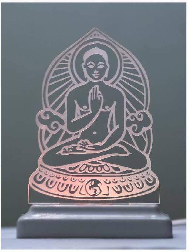 LED Acrylic Jain God ( Mahavir Swami ) Night Lamp Color Changing Table ...