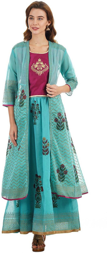 top with skirt and ethnic jacket