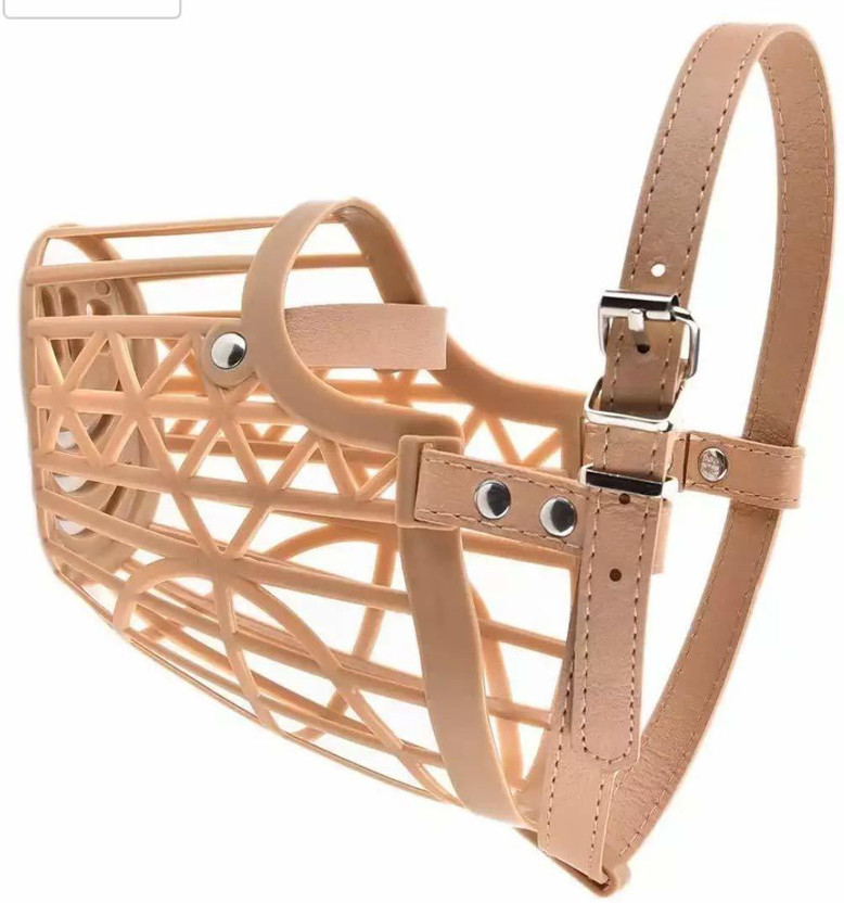 Pet Wholesale Large Strips Dog Muzzle(Beige)