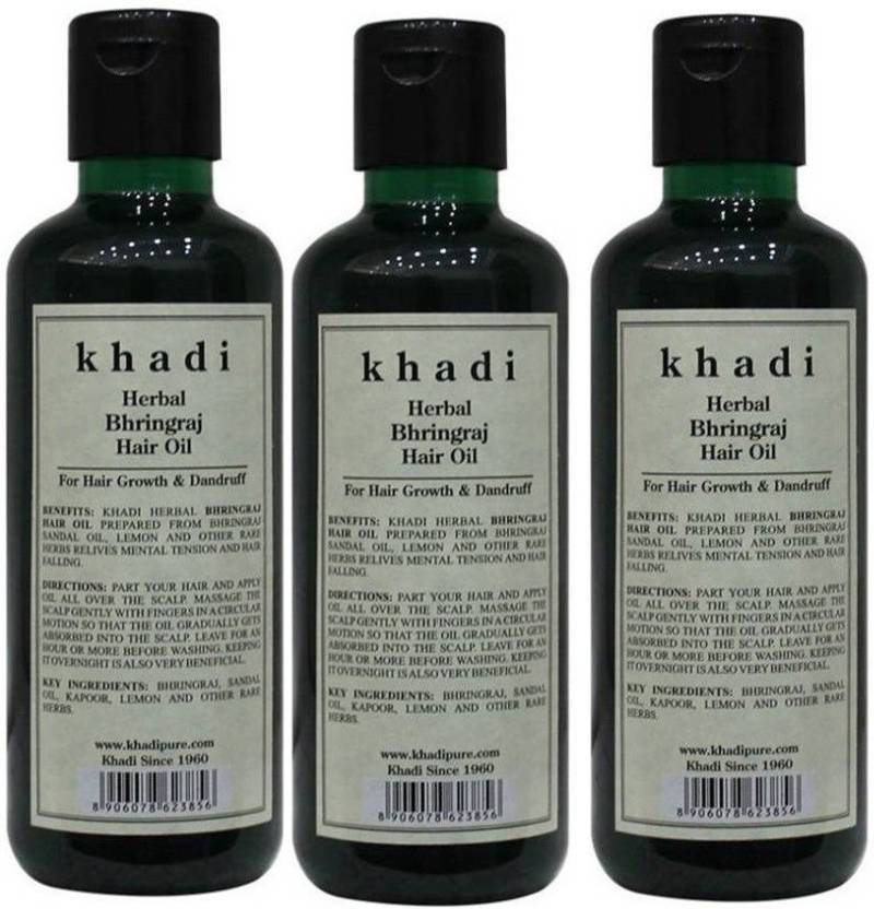 Herbal Khadi Khadi herbal Bhringraj Hair Oil Pack Of 3 Hair Oil (210 ml