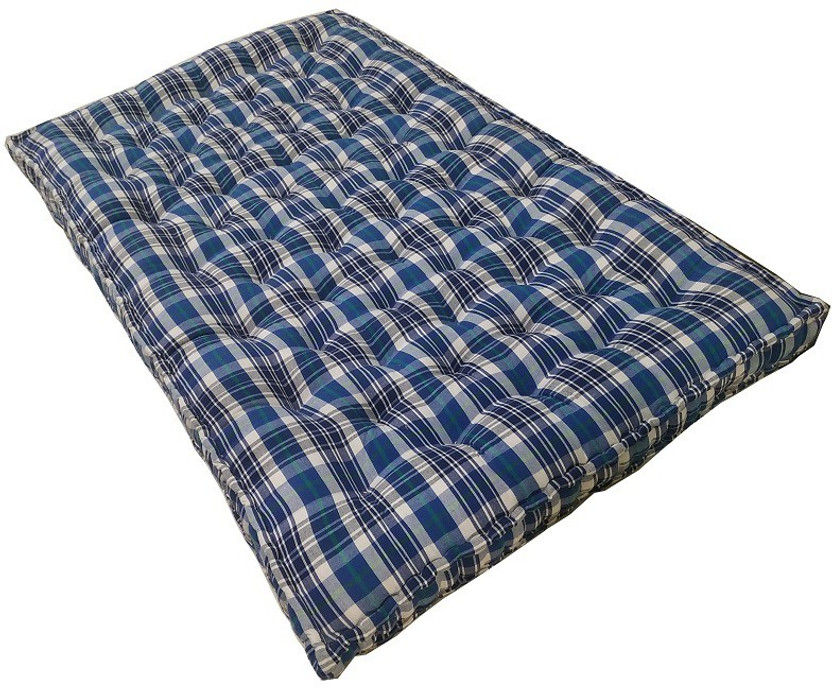 SHBS Blue check - 3by6 4 inch Single Cotton Mattress(L x W: 72 inch x 36 inch)