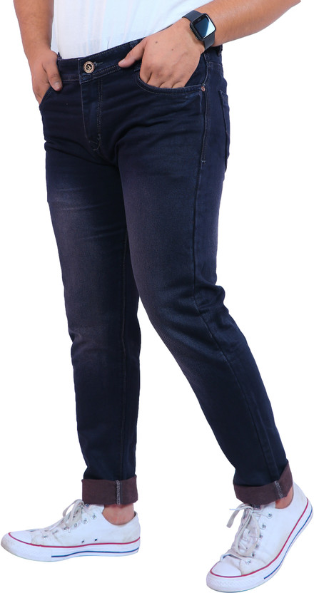 classic denim Slim Men Dark Blue Jeans 