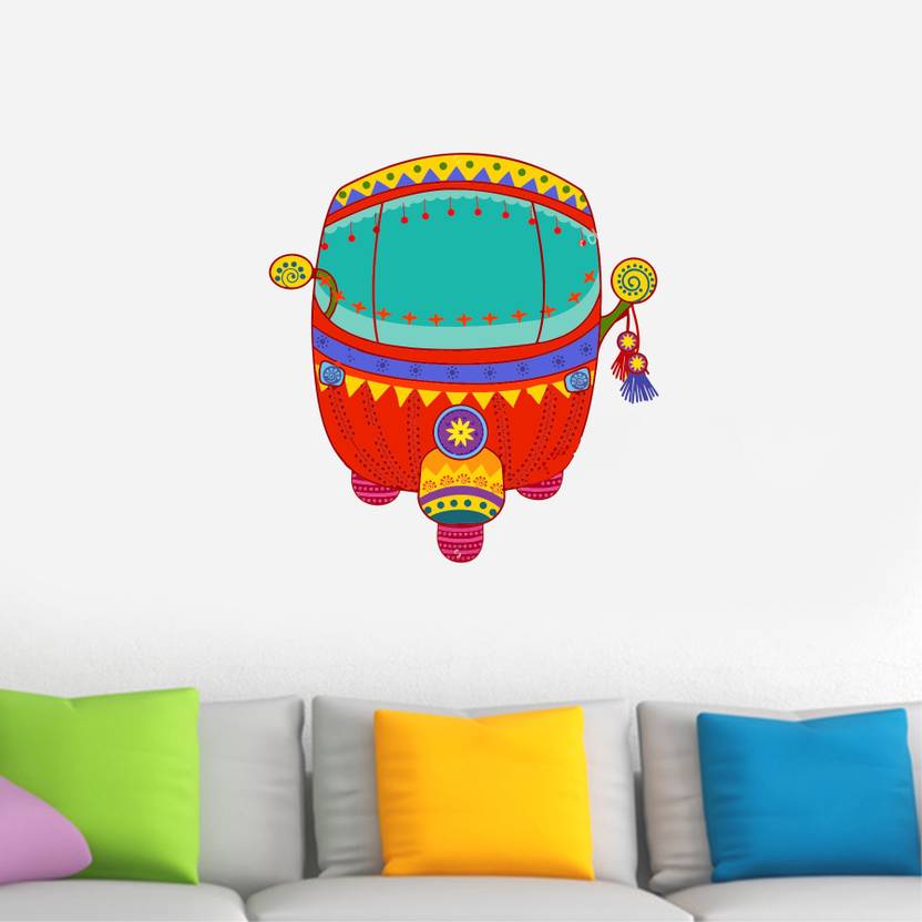 Saiii Designs Rajasthani auto rickshaw in Indian art style Wall