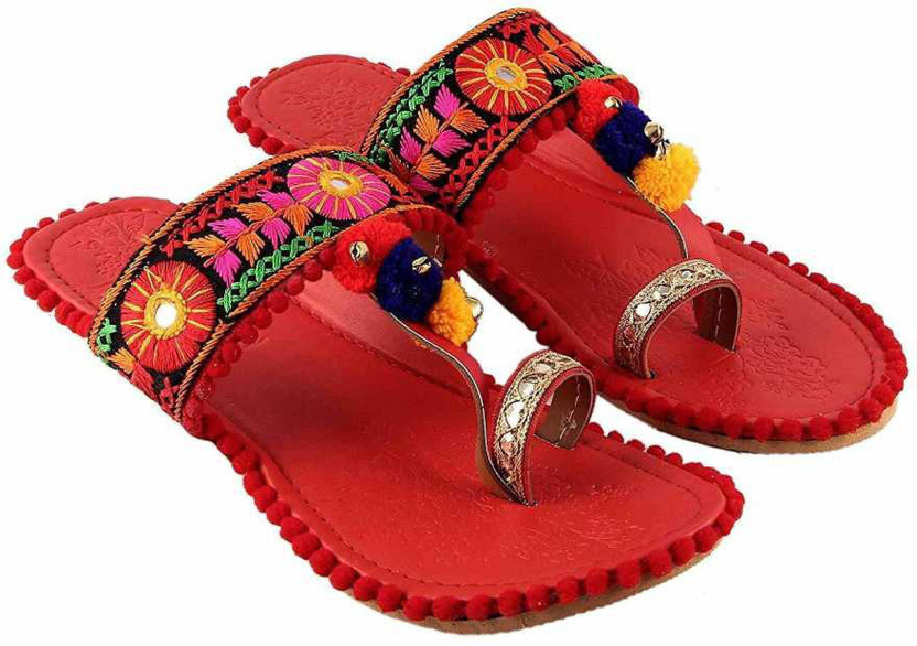 RAJASTHANI CHAPPAL Women Red Flats