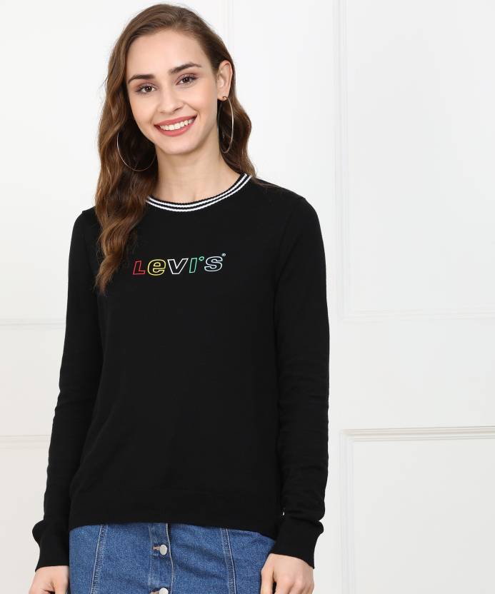 LEVI'S Solid Round Neck Casual Women Black Sweater - Buy LEVI'S Solid Round  Neck Casual Women Black Sweater Online at Best Prices in India |  