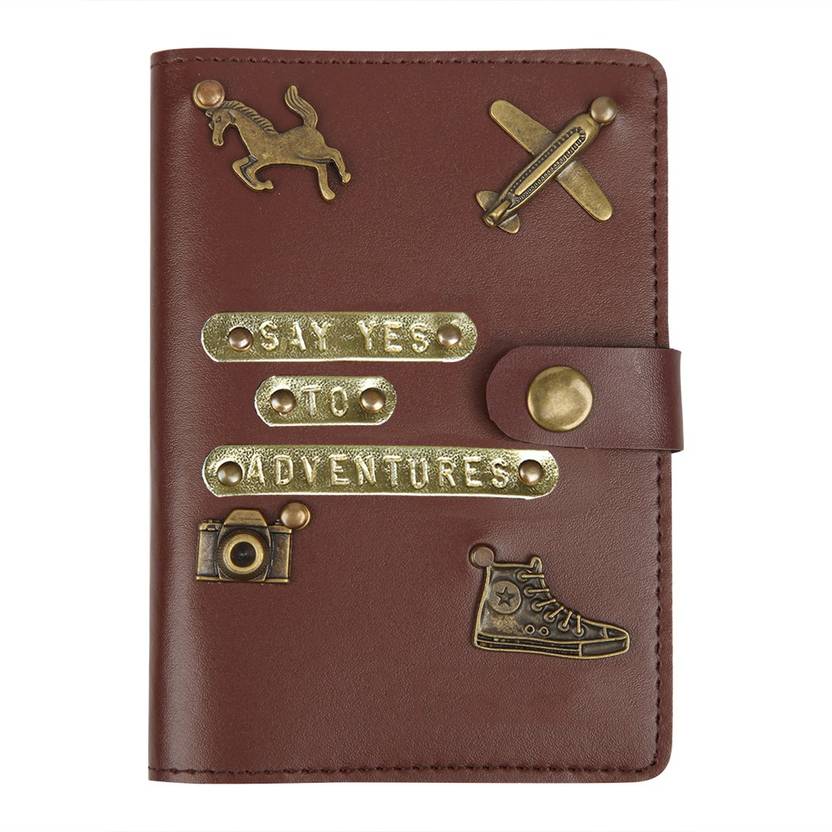 THE Bling STORES Quoted Sayyestoadventure Passport Cover Dark Brown