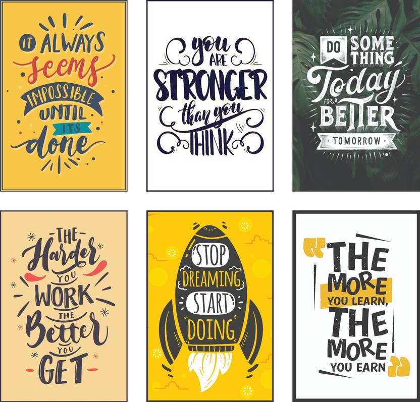 Pack of 6 HD Motivational Wall Posters and Inspirational Quotes