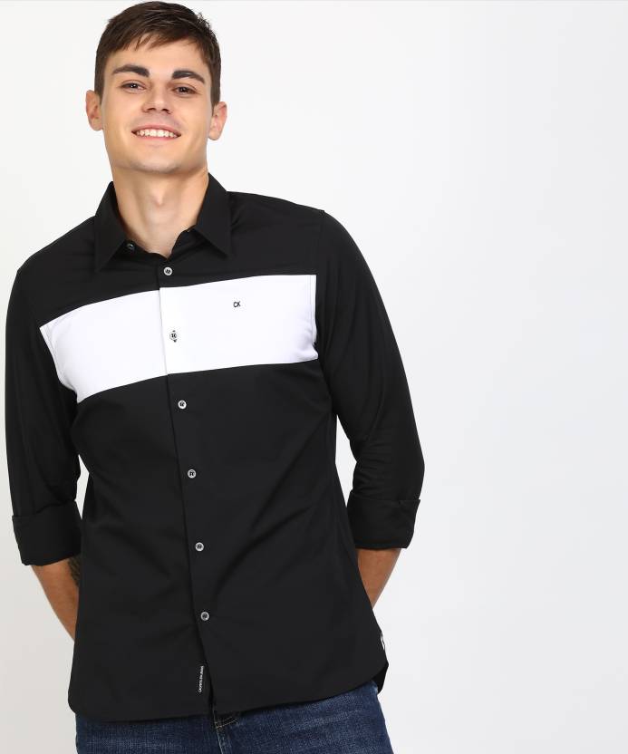 Calvin Klein Jeans Men Color Block Casual Black Shirt - Buy Calvin Klein  Jeans Men Color Block Casual Black Shirt Online at Best Prices in India |  