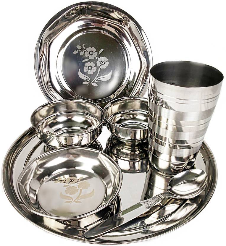 YourBazaar Pack of 7 Steel Stainless steel Dinner set pack of 7 Dinner