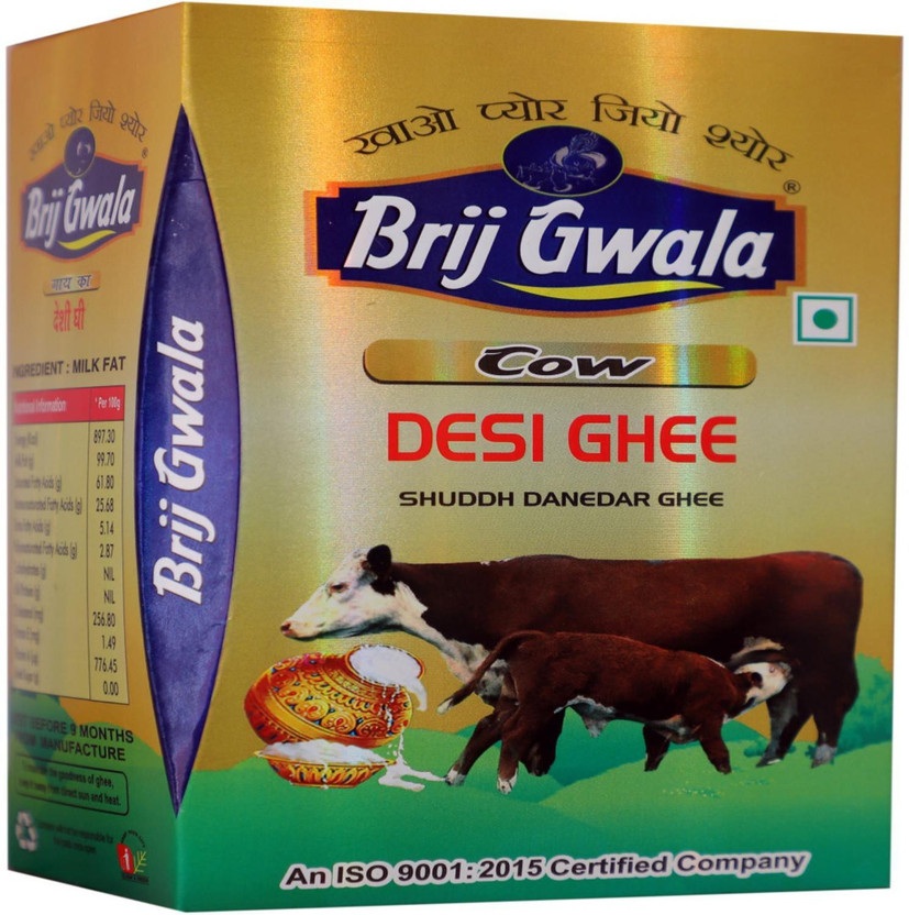 brij gwala special Pure Cow Ghee for Better Digestion and Immunity Ghee Tetrapack(900 ml)
