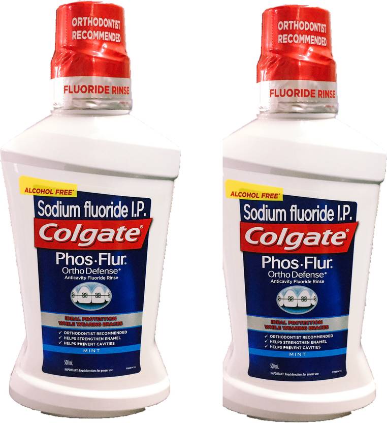 Colgate Phos.Flur Ortho Defense, Active Fluoride Rinse, Sodium fluoride I.P (Pack of 2) Mint