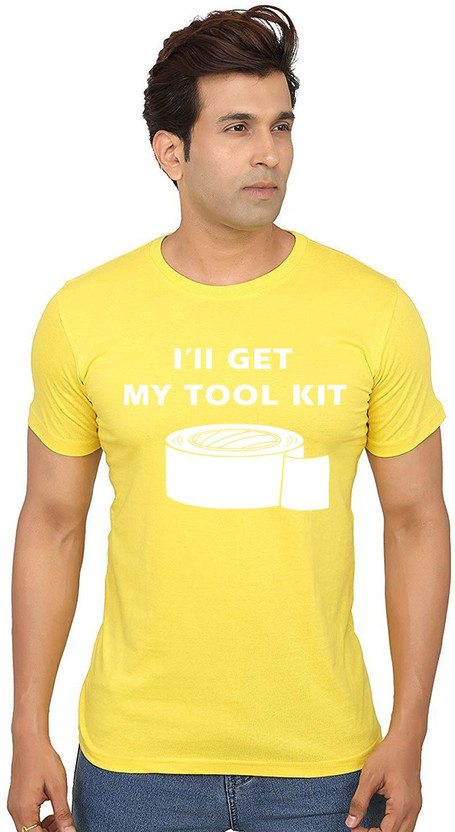 Aseria Graphic Print Men Round Neck Yellow T-Shirt
