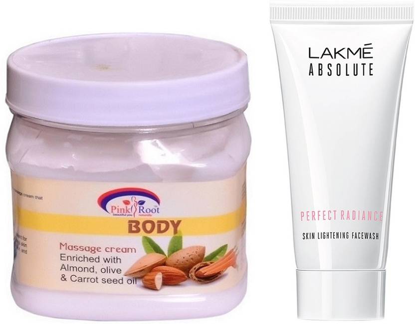 PINKROOT Body Massage Cream 500gm with Absolute Face Wash Price in