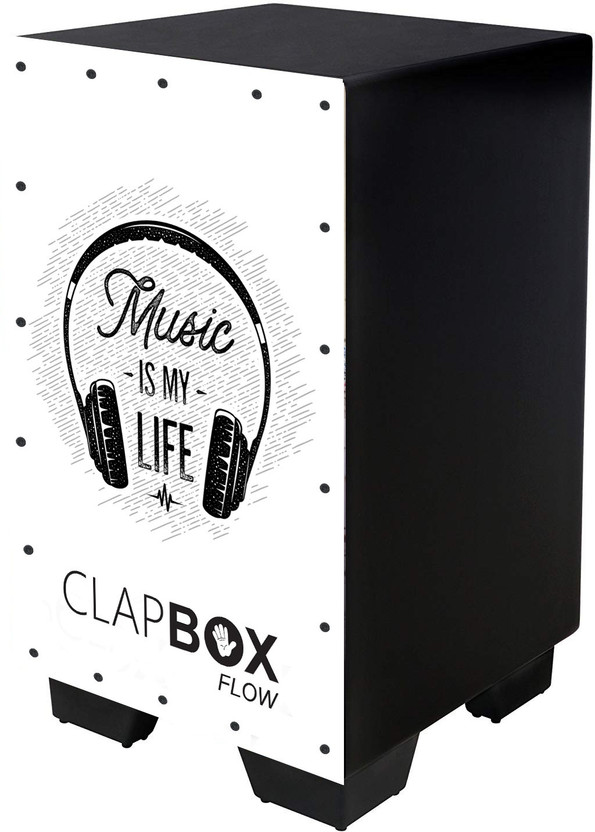 CLAPBOX Flow Graphic CB-FLW3, Walnut wood,Black (Music is life) Cajons