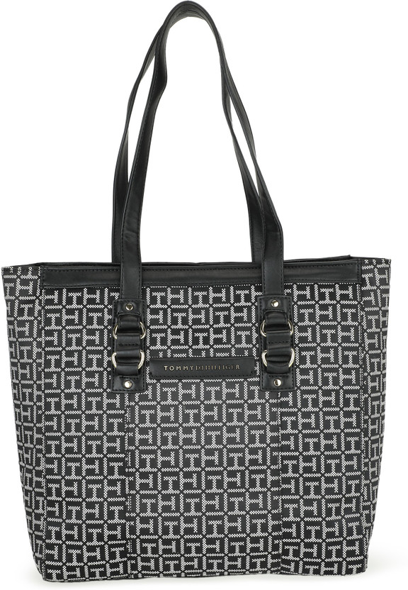 Tommy hilfiger black and white bag clearance