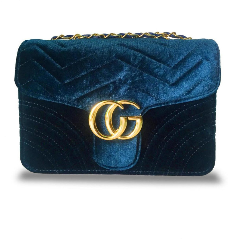 Blue velvet bag Clearance