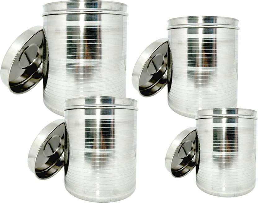 bartan hub stainless steel Containers with lid (4pcs , 6kg, 5kg. 3kg