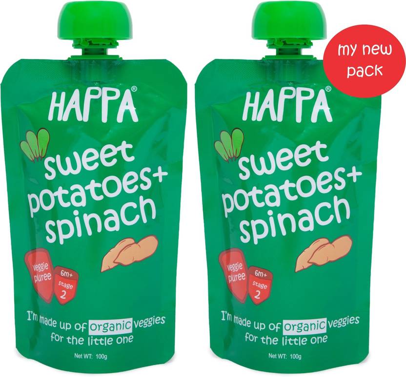 Happa Organic Sweet Potatoes And Spinach Veggie Puree, baby food