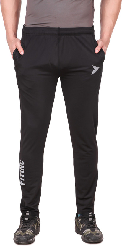 Fitinc Solid Men Black Track Pants 