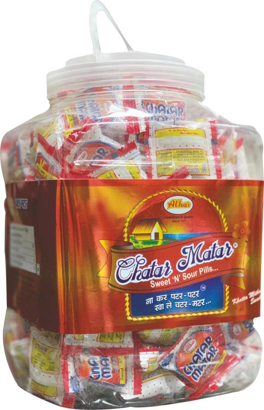 ALKA FOODS CHATAR MATAR 160 PC JAR SWEET AND SOUR CANDY Sour Candy ...