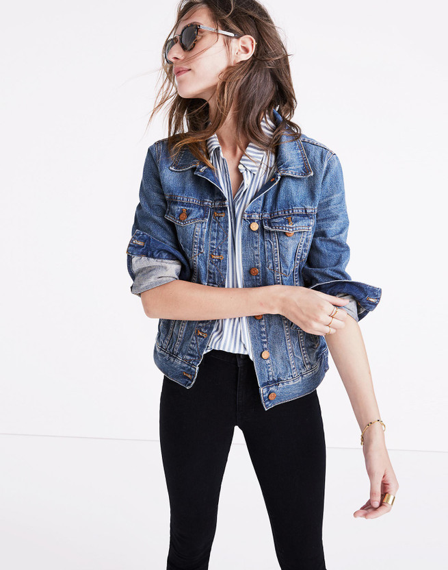 Full Sleeve Washed Women Denim Jacket 