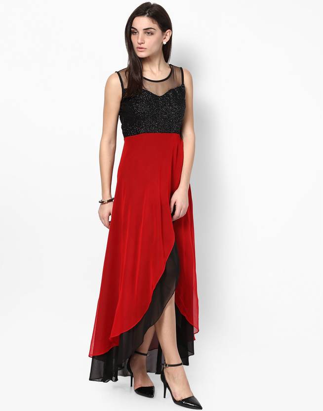 ATHENA Women Maxi Red, Black Dress Buy Red, Black ATHENA Women Maxi