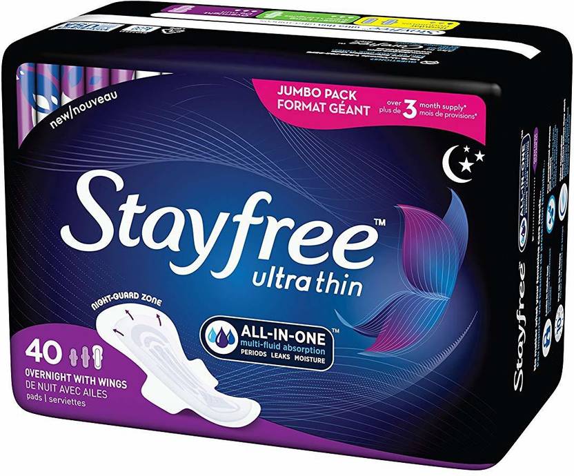 STAYFREE Ultra Thin Pads For Women With Wings Overnight Sanitary Pad