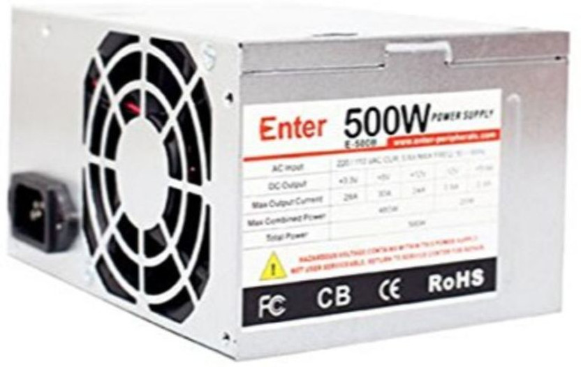 Enter Computer Power Supply 500 Watts Computer PSU with 4 SATA Cables(Black)
