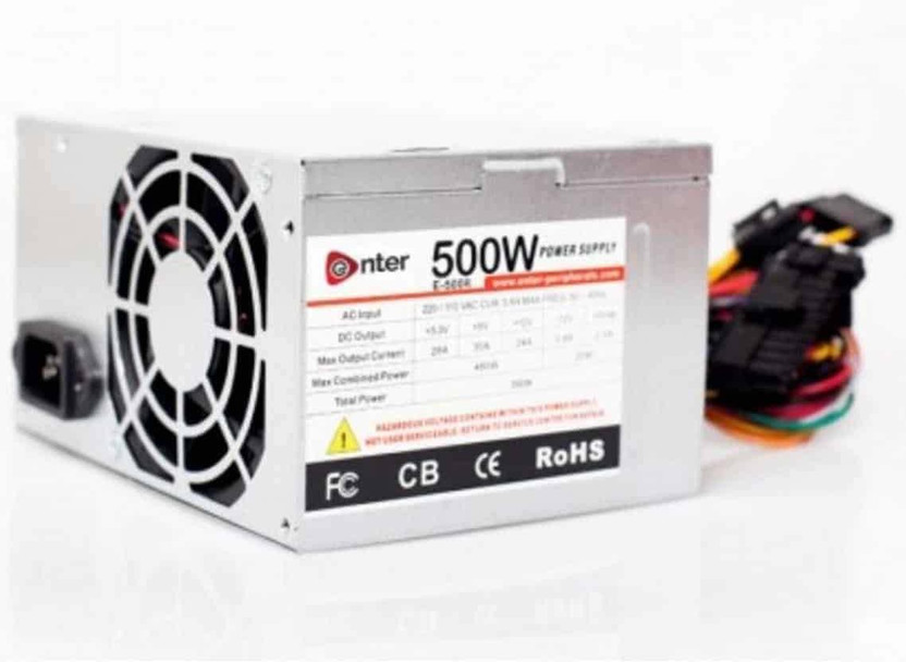 EnterGo E-500B 500-Watt Computer Power Supply (Black) 500 Watts Computer PSU with 4 SATA Cables(Black)
