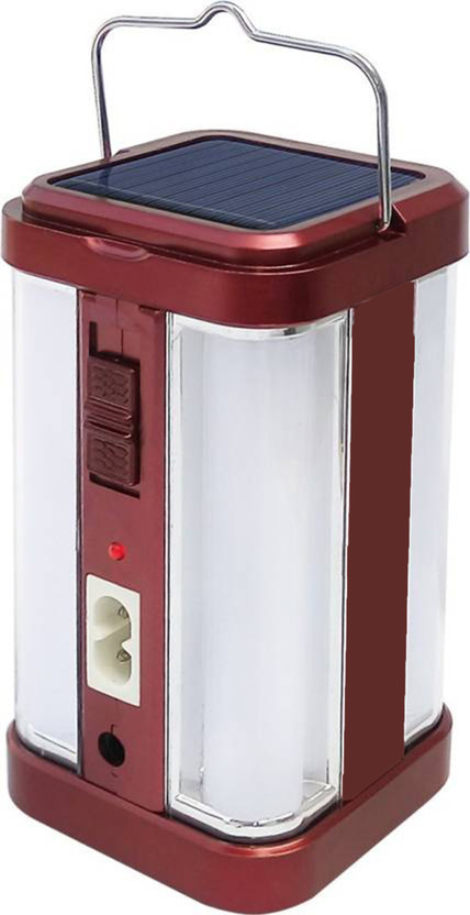 FIRSTLIKE 4 Tube 360 Degree Extra Bright with Electric & Solar Rechargeable 7 hrs Lantern Emergency Light(Maroon)