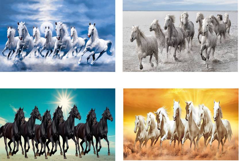 Vastu Seven Running Horses Running horses Poster Special ComboHigh