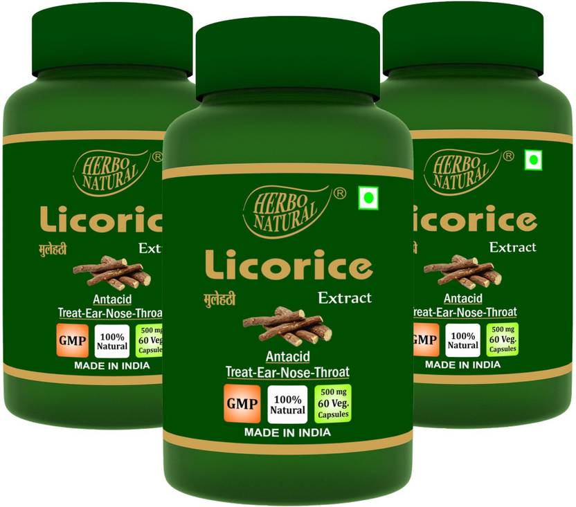 Herbo Natural Licorice(Mulethi) Extract Capsules (Pack of 3) Price in